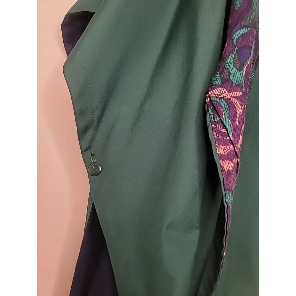 J Gallery Women's Cape Poncho Coat Medium Zip Fleece Lined Purple Rose Green VTG